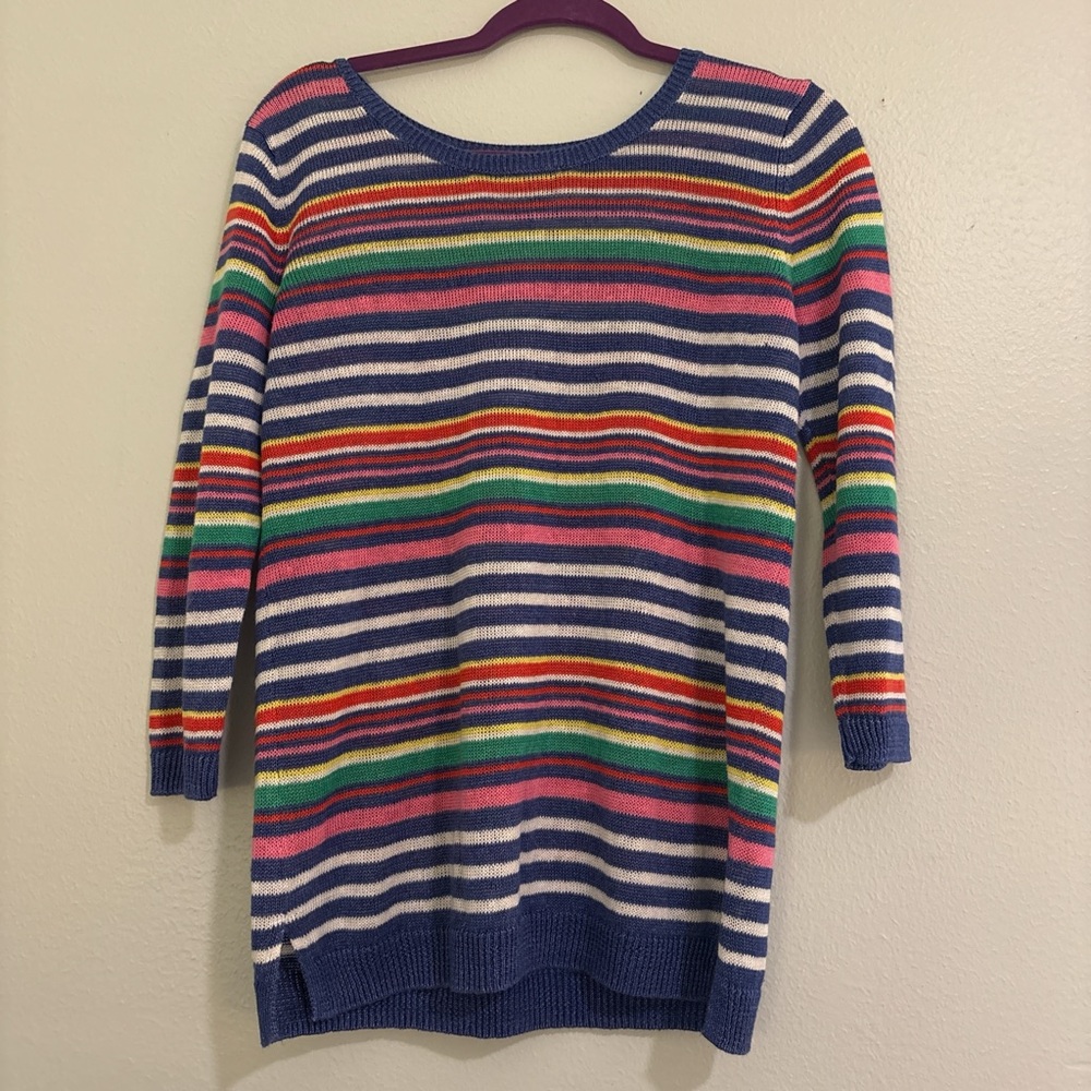 Talbots 100% Linen Colorful Striped Women's Sweater